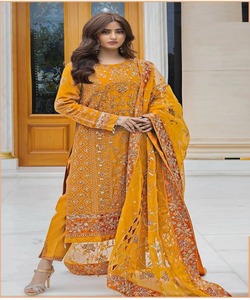 Abaya modeste pour femmes musulmanes de Dubaï, ensemble de 3 pièces, grande taille, élégant, en coton, Eid, Salwar Kameez pakistanais - Product Image 1