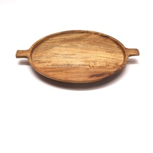 Décoration de table Vaisselle Plat de service alimentaire Plateaux en bois Fabriqué à la main Plateau de service ovale en bois pour salade et fruits - Product Image 2