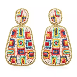 Mode graine perlée boucles d'oreilles multicolore bijoux artificiels boucles d'oreilles broderie à la main pour cadeau de fête de mariage pour les femmes - Product Image 4