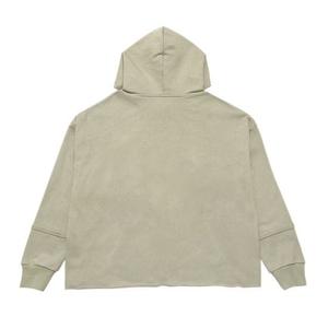 Haute qualité 500 GSM sweat à capuche en polaire personnalisé surdimensionné 3D impression en relief hiver Logo broderie bord coupé ourlet brut solide poids lourd - Product Image 2