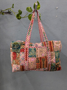 Patchwork fait à la main coton matelassé sac de sport bloc impression Design personnalisé été hiver voyage marché femmes sac fourre-tout - Product Image 5