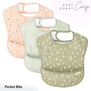 Bavoirs pour manger les tout-petits bavoirs d'alimentation réglables avec poche ramasse-miettes bavoir alimentaire en plastique de dentition imperméable sans manches - Product Image 3