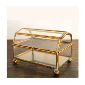 Rectangle Shaped Six Compartment Custom Sizing Glass Brass <b>Vintage</b> Jewelry <b>Box</b> for Home Restaurant Storage Decoration Bulk - Product Image 6