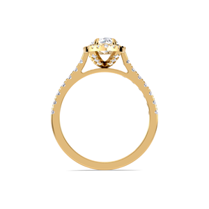 Anillo de compromiso de diamantes de 1.55 quilates con corte marquesa y doble halo, oro amarillo y blanco de 18 quilates, con pavé y catedral oculta - Product Image 4