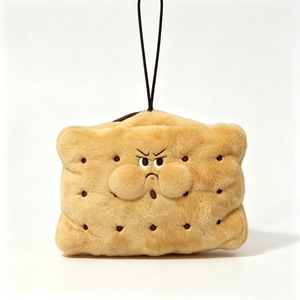 Pochette en peluche personnalisée en forme de biscuit, sac en peluche mignon en forme de nourriture, porte-monnaie en peluche, portefeuille en peluche en forme de biscuit qui cligne, rembourré en coton PP - Product Image 4