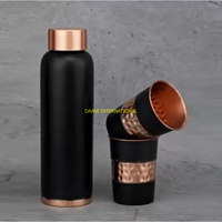 Bouteille d'eau en cuivre pur imprimée avec des motifs de mandala modernes, couvercle anti-fuite, design coloré, écologique, yoga, gym, grande capacité