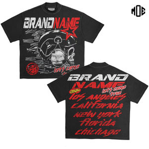 Polos de hombre de talla grande de algodón 100% de peso pesado personalizado de alta calidad, camisetas sueltas con lavado ácido Vintage rasgadas desgastadas - Product Image 4