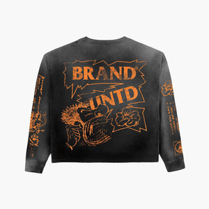 T-shirt à manches longues en coton lourd 240 GSM, rose, imprimé graphique artistique personnalisé, streetwear, 100% coton, pour homme - Product Image 3