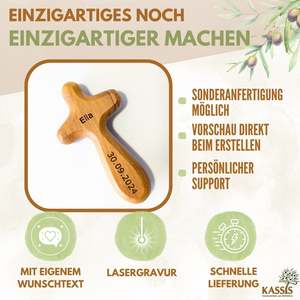 Personalized cross, palm <b>stone</b> with engraving - Product Image 6