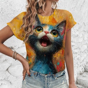 Nouvelles chemises respirantes imprimées en 3D Tendance Design élégant Vente en gros Chemise pour femmes Qualité supérieure O-Neck T-shirts - Product Image 5