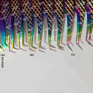 Pinzas para pestañas con agarre de diamante, Color dorado, puntiagudas de volumen de acero inoxidable, fabricante de logotipo personalizado, NQLASH - Product Image 4