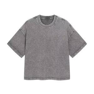 Ropa de calle recortada, boxy, lavado con ácido, fabricante, moda desgastada, de gran tamaño, alta calidad, estilo lavado al aire libre, camisetas para hombres - Product Image 4