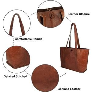 Sac fourre-tout élégant en cuir véritable pour femmes, sac à main simple et moderne, design durable pour le transport quotidien - Product Image 3