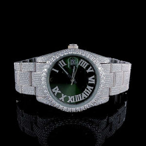 Montre Hip Hop personnalisée en moissanite ronde avec diamant taillé en brillant et clarté VVS fabriquée en acier inoxydable pour hommes au nouveau design - Product Image 1