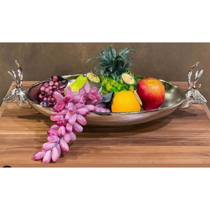 Modern Design Silver Square Shape Tray <b>Sweet</b> Dessert Display Made Of Silver Metal Tray With Designer Handle At Cheapest Price - Product Image 2