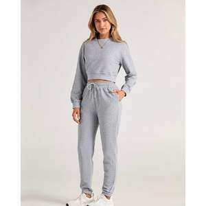 Ensemble de survêtement d'hiver streetwear, impression de logo personnalisée, coton vierge, vêtements décontractés, style luxueux, survêtement pour femmes - Product Image 6