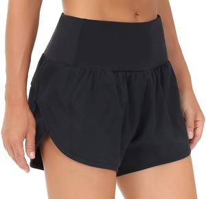 2-en-1 Run Shorts Mujer 2 pulgadas Entrepierna Interior Cordón Volver Stash Bolsillo en la cintura Dolphin Hem Secado rápido - Product Image 1