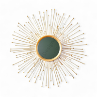 Miroir mural élégant en or soleil éclatant, écologique, d'inspiration Art Déco, pour la maison, le salon, le bureau ou Noël