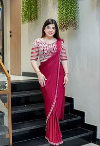 ผ้าซารีออร์แกนซ่าปักลายสุดฮิตสำหรับผู้หญิง สวมใส่ในงานปาร์ตี้และเทศกาล พร้อมเสื้อซารีสำหรับผู้หญิง - Product Image 4