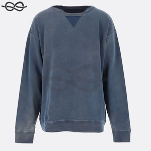 เสื้อสเวตเตอร์คอกลมผ้าคอตตอนสีเทาเสื้อสเวตเชิ้ต100% แต่งขอบเสื้อสเวตเชิ้ต - Product Image 4