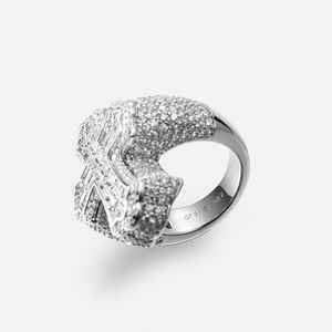 Customized 14K White Gold Men's Hip Hop <b>Ring</b> IGI Certified Lab Grown Emerald Cut Baguette <b>Cross</b> Design <b>Cross</b> 14K White Gold Lab - Product Image 3