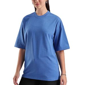 Camisetas informales de verano de gran tamaño para mujer de manga corta con cuello redondo transpirable pesado GSM 100% algodón - Product Image 1