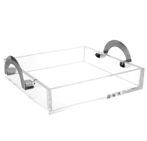 Plateau transparent en acrylique Poignée en métal Forme carrée Oragnizer Tray Handmade Prix abordable - Product Image 1