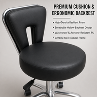 Tabouret de salon ergonomique professionnel à roulettes hydrauliques avec dossier, pivotant à 360°, chaise de technicien réglable pour spa, beauté, manucure