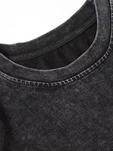 T-shirt vintage pour homme en coton 100% tricoté, coupe oversize, effet délavé, imprimé, style streetwear, avec graphisme personnalisé et couleur noire - Product Image 4