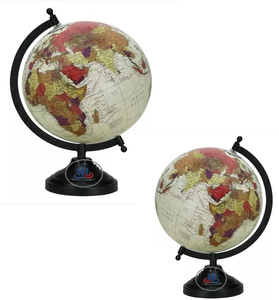 Base in legno-globo del mondo rotante tavolo da tavolo nautico decorativo Vintage colore bianco mappa del mondo ruotato globo del mondo - Product Image 4
