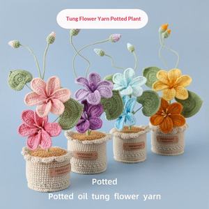 Planta Artificial de Ganchillo Hecha a Mano Popular, con Hilo de Copo de Nieve y Flor de Árbol de Aceite, en Maceta de Lana, con un Hermoso Significado para Interiores - Product Image 2