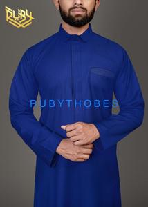 Ropa musulmana tradicional de moda de alta calidad para hombre, patrón sólido, tela sostenible transpirable, vestido informal largo, Thobe - Product Image 3