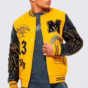 Veste universitaire américaine pour homme avec logo personnalisé, patch brodé en cuir véritable, style vintage rétro, col montant, streetwear - Product Image 3