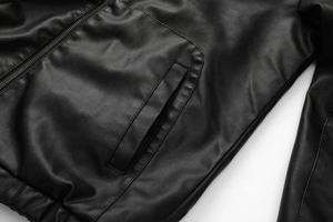 Veste en cuir de vachette matelassée respirante style urbain, 300g, col montant, motif étoile, en coton éponge, streetwear d'hiver - Product Image 4