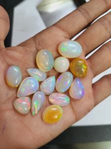 Cabochon d'opale éthiopienne de haute qualité pierres précieuses blanches naturelles taille calibrée certificat IGI traité thermiquement pour la fabrication de bijoux - Product Image 4