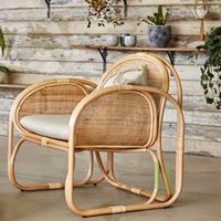 Chaise de salle à manger en rotin rustique moderne fabriquée au Vietnam, mobilier de maison naturel de style bohème pour chambre, appartement, hôtel, extérieur, villa