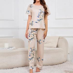 Transpirable ODM OEM fabricante Etiqueta Privada 2024 algodón ropa de dormir 2 piezas pijamas para mujer conjunto - Product Image 5