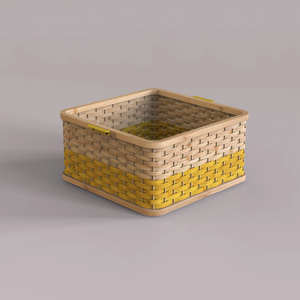 TienPhong vente en gros panier en bambou tissé à la main Boho, boîte de rangement bohème avec poignées pour organiser le linge - Product Image 3