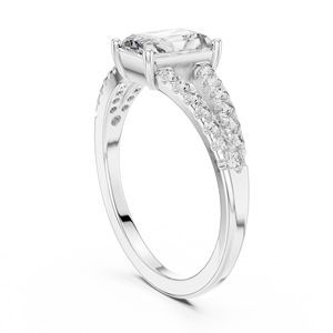 Bague de fiançailles classique en moissanite taille radiant, certifiée IGI, en alliage or rose, avec pavé de diamants, pour mariage, pour femme - Product Image 2