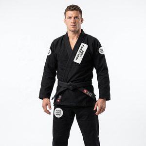 Kimono BJJ personnalisé avec logo, uniforme noir pour homme, coupe régulière, respirant, vêtements d'arts martiaux, uniformes de Jiu-Jitsu brésilien - Product Image 1