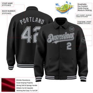 Bomber negro personalizado Full-Snap Varsity Letterman Chaqueta de dos tonos Fabricante Empresa Uniformes deportivos para la temporada de otoño - Product Image 5