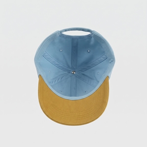 Gorra de Béisbol Azul Claro con Visera Color Mostaza, 6 Paneles, Ajustable, Unisex, de Sarga, para Primavera/Verano, Uso Casual, Ecológica y Reciclada - Product Image 5