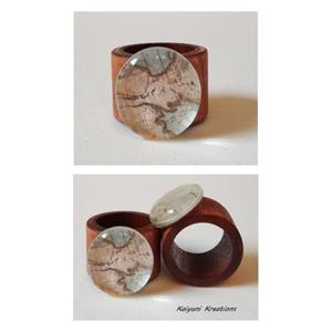 Servilleteros de resina de alta calidad con piedras naturales incrustadas que ofrecen un ambiente lujoso y terroso para ocasiones especiales - Product Image 4