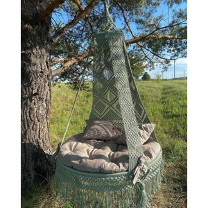 Silla Colgante de Macramé Estilo Boho, Silla Redonda de Algodón para Jardín, Silla Colgante de Macramé - Product Image 2