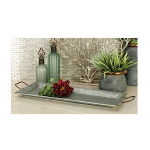 Plateau de service de cuisine galvanisé attrayant avec poignées en fer Design élégant parfait pour servir et décorer à un prix avantageux - Product Image 1
