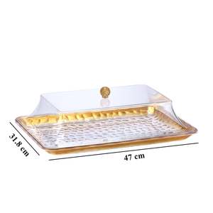 [Holar] plateau de service de gâteau en or rectangulaire multifonctionnel fabriqué à taïwan avec couvercle d'affichage - Product Image 2