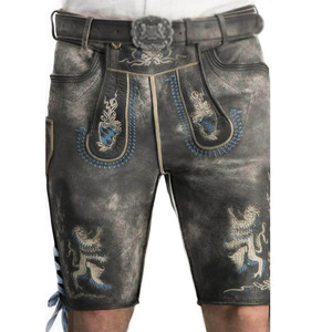 Customized in Plus Size High Street Wear Lederhosen Leather Embroidered <b>Shorts</b> Hot Sale Lederhosen Leather Embroidered <b>Shorts</b> - Product Image 2