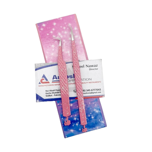 Pince à épiler pour poupée à paillettes, 90 degrés, 45 degrés, vente en gros de pinces d'extension de cils à poignée diamantée en acier inoxydable, durable - Product Image 6