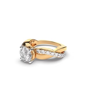 Bague en diamant créée en laboratoire à coupe ronde Bague de mariage en or blanc 14 carats avec réglage à broches Bijoux de fiançailles écologiques - Product Image 3