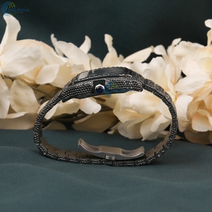 Đen moissanite cổ tay đồng hồ cho nam giới đầy đủ Iced ra sang trọng xem Hip Hop xem - Product Image 5